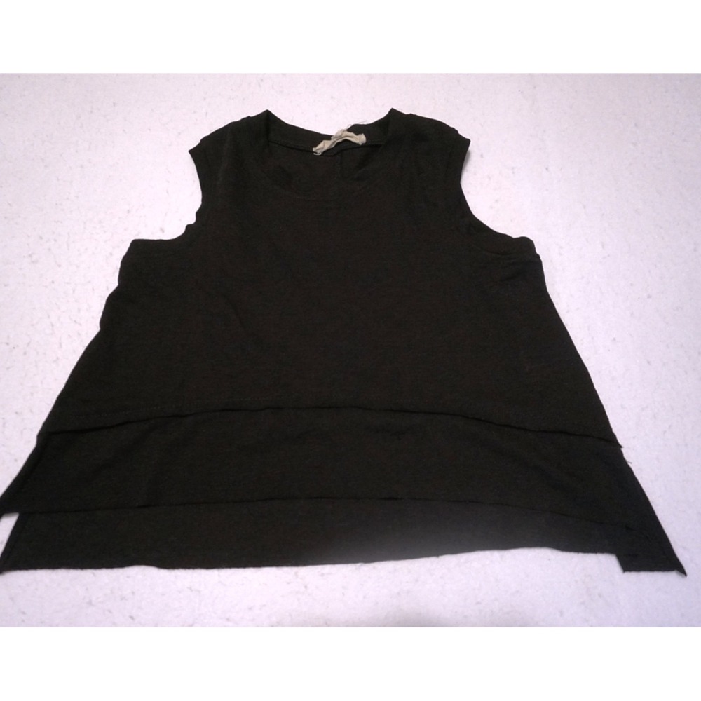 C&V Girls Black Tiered Tank Top Sleeveless Layered Knit Shirt XS 5/6